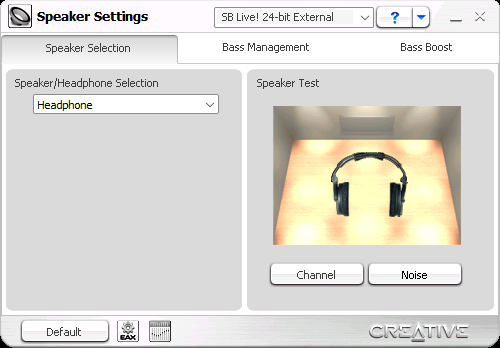 Creative Speaker Settings
